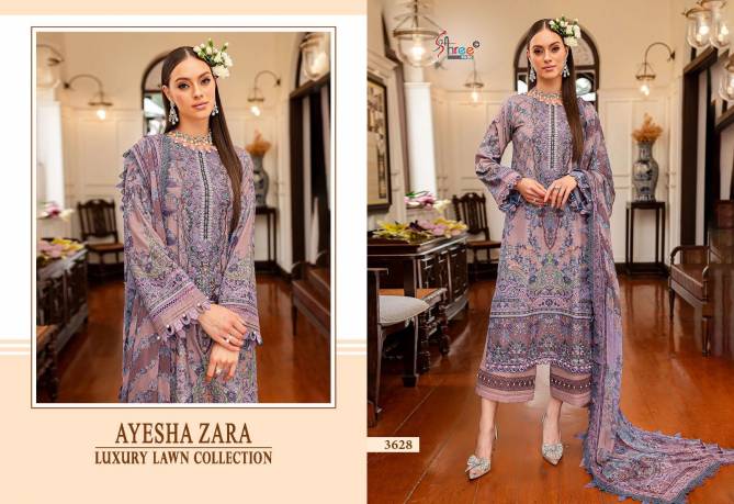Ayesha Zara Luxury Lawn Collection By Shree Embroidery Patch Cotton Pakistani Suits Wholesale Online
